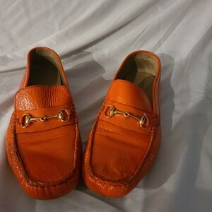 Cole haan Womens size 9 shoes orange patent leather slip on comfort loafers